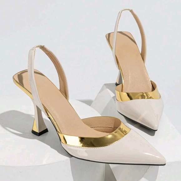 New Fashion Golden Pearl Decorated Elegant High Heels Party Shoes For Women - Picture 5 of 8